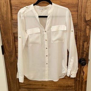 Calvin Klein Ivory Button Up Blouse